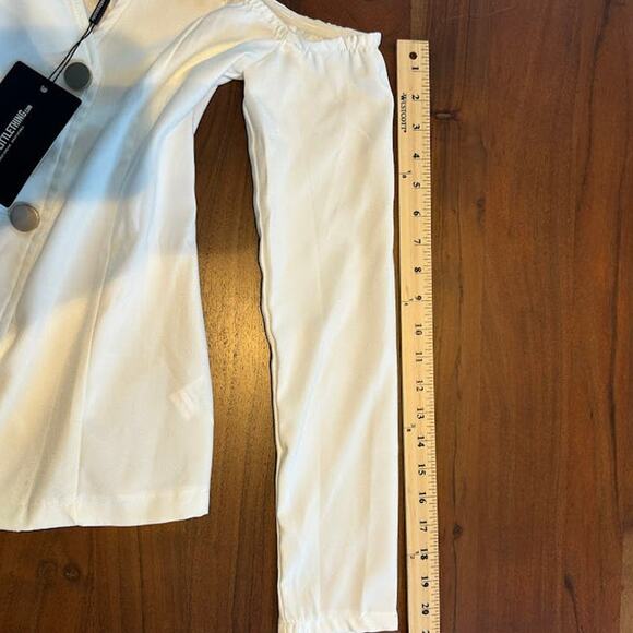 PrettyLittleThing NWT Woven Popper Bardot Corset Long Sleeve Top White Size 2 - Picture 10 of 10